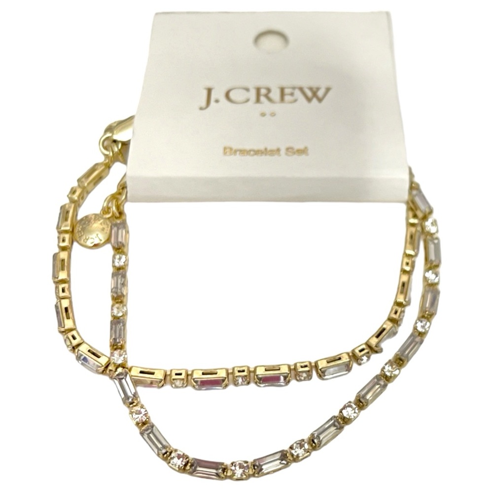 J. CREW Tennis Bracelets Baguette Round Crystal CZ Set of 2 Clear Crystals NWT